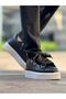 Anjelino premium thick sole lace-up men's sneaker black white - 7
