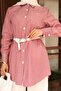 Striped Pocket Detailed Suit Claret Red 19242 - 2