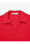 Slim Fit Ribbed Short Sleeve Polo Neck T-Shirt - 6