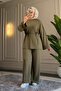 6050 - Stylish, Comfortable, Soft Modal Knitted Fabric Women's Set with Waist Tie Detail - 4