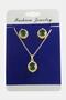 Glblseme Oval Zircon Stone (31658) Set Necklace-Green