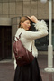 Brown Light Npl Leather Women's Backpack