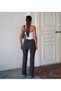 Women's Anthracite Crepe Fabric Lycra Front-Waist Spanish Flare Palazzo Trousers - 2