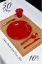 10-Piece Luxury Hard Plastic Party Birthday Presentation Invitation Engagement Promise Plate Cup Fork Spoon Knife Set - 7