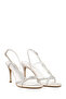 Women's Beige Ankle Buckle Thin Heeled Stone Sandals 26Sfe3914Ts - 2