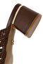 Women's Brown Braided Short Thick Heeled Slippers 26Sfe460818 - 8