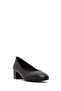 Women's Black Short Thick Heeled Leather Shoes 26Pfd140818 - 7
