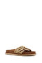 Women's Gold Buckle Straw Leather Slippers 25Sfd5505M7 - 6
