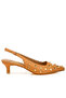 Women Stud Embellished Kitten Heels in Tan - 3