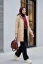 Hooded Pocketed Zippered Lined Quilted Coat - Beige - 3