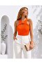 Orange Chest-Cut Cross-Neck Blouse Tr0301 - 2