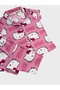 Girl's Cotton Pink Cute Character Patterned Shirt Collar Buttoned Short Sleeve Pajama Set - 4