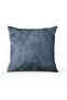 Engraved Damask Down Alt Filled Leather Cushion 50x50cm - Blue - 5