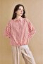 100% Cotton Relax Fit Striped Voile Long Sleeve Red Tunic H5534Ax26Hs
