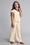 100% Cotton Regular Fit Elastic Band Leg Brode Ecru Trousers for Girls G0894A826Hs - 3