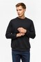Oversize Mold Black O-Neck 3 Thread Soft Textured Sweat - 2