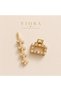 4-Piece Premium Series Metal Gold/Gold Pearl and Stone Detailed Buckle Set (2 Wire Buckles 7cm & 2 Latch Buckles 2.5 cm) - 2