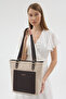 Tote Canvas-Genuine Leather Women Shopping Handle and Shoulder Bag - 3
