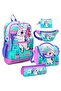 Girls' Turquoise Pink Ice Cream Cat Patterned Five-Piece Primary School Bag Set