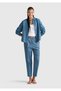 Women's Light Blue 100% Cotton Elastic Waist Shamre Trousers - 5