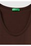Women's brown 100% cotton wide round neck strappy tank top - 3
