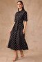 Button Closure Polka Dot Patterned Cotton Dress Black 9466-E - 3