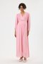 Maternity Lined Chiffon Dress with Stone Belt Detail at Waist (Pink) - 6