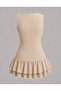 Girl's Wrinkled Fabric Layered Ruffle Zero Sleeve Casual Dress - 3