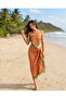 Choose Your Style Premium Orange and White Polka Dot Patterned 2-Piece Short Pareo and Bandana Set 150X95 cm / 70X70 cm - 3