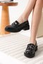 Women's Patent Leather Black Silver Buckle Loafer Tr17Ms02B - 4