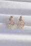 Brass Gold Color Zircon Stone Flat Bow Model Earrings - 2
