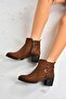 Tan Thick Heeled Women's Boots L674155009 - 4