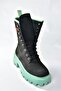 Black/Green Suede Lace-Up Women's Boots L973916002 - 5