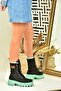 Black/Green Suede Lace-Up Women's Boots L973916002 - 3