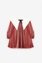 Red Long Sleeve Collar Detailed Glitter Girl's Dress - Maya - 2