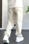 Men's Elastic Waist Baggy Casual Pants Cream Edw359 - 5