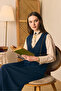 V-Neck Embroidered Gilet Navy Blue