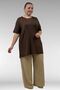 58507 Large Size Collar Piped Combed Cotton T-Shirt - Brown - 4