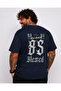 Men's Large Size Crew Neck T-Shirt Blessed 26147 Navy Blue - 2