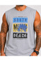 Large Size Printed Sleeveless T-Shirt Miami Beach 26126 Gray Melange - 2