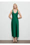 Low-Cut Neckline Satin Dress - 2