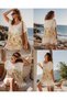 Women's Sea Horse Pattern Short Sleeve Dress I Cotton Orange Viscon Fabric I Beach Wear Summer Pareo Beachwear - 6
