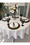 Royal Linen Textured Round Tablecloth White