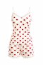 Women's Romantic Heart Patterned Cotton Lace Strap Shorts White Pajama Set Stylish Nightgown Dressing Gown - 4