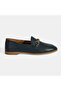 Navy Blue Women's Leather Loafer with Buckle Accessories - 2
