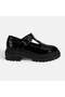 Women's Black Studded Detailed T-Band Patent Leather Shoes - 2