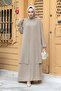 Beaded Beige Hijab Abaya 29131Bej - 3
