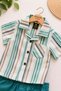 Boy's Colorful Striped Summer Short Sleeve Shirt with Satin Shorts 2-Piece Set Holiday Set - 2