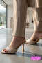 Women's Slippers with Single Strap, Pointed Toe, with Stitching Detail on the Front, 7 cm - 2