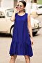 Women's Cobalt Blue Sleeveless Skirt Frilly Dress ARM-18Y001156 - 3